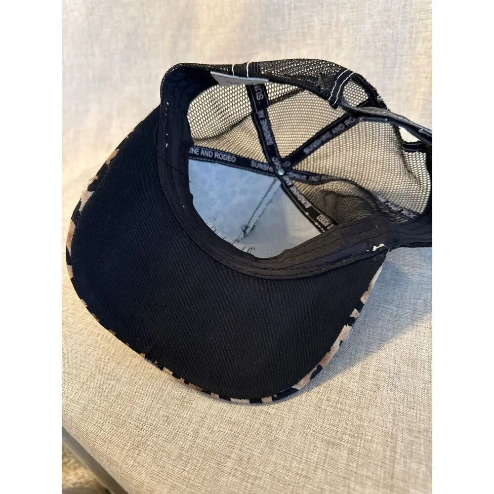Sunshine and Rodeo Leopard Cactus Trucker Hat Mesh Back Adjustable Western MINT